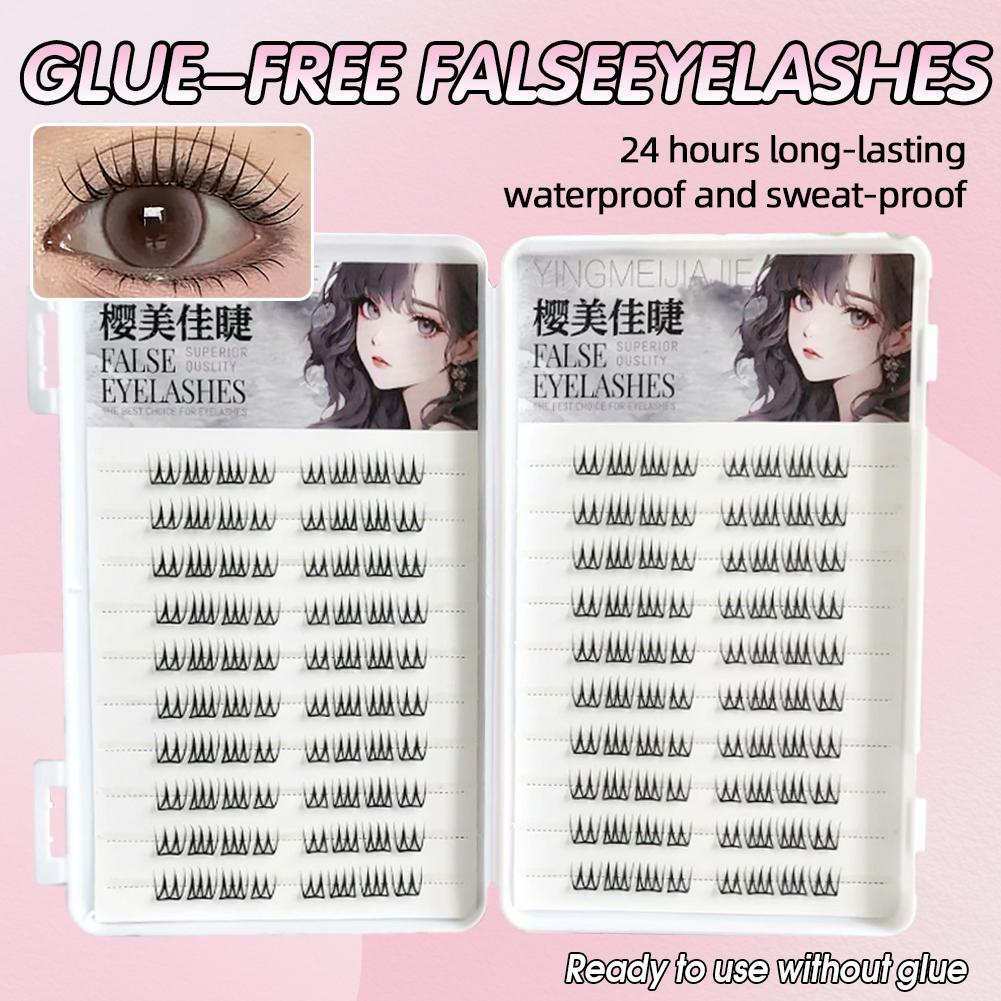 U forma sem cola cílios postiç - Eyelash Extension Korea avaliação e preço
